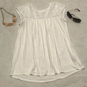 Plain White Blouse w/ lace top (S)